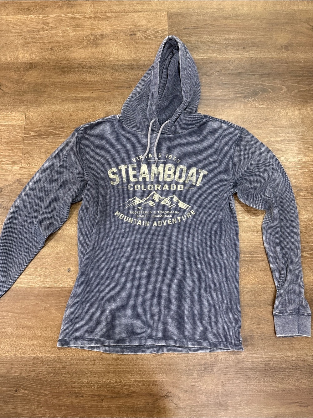 Blue 84 Men's Blue Hooded Sweatshirt with Steamboat Colorado Graphic